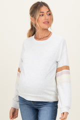 Heather Grey Colorblock Stripe Detail Maternity Sweatshirt
