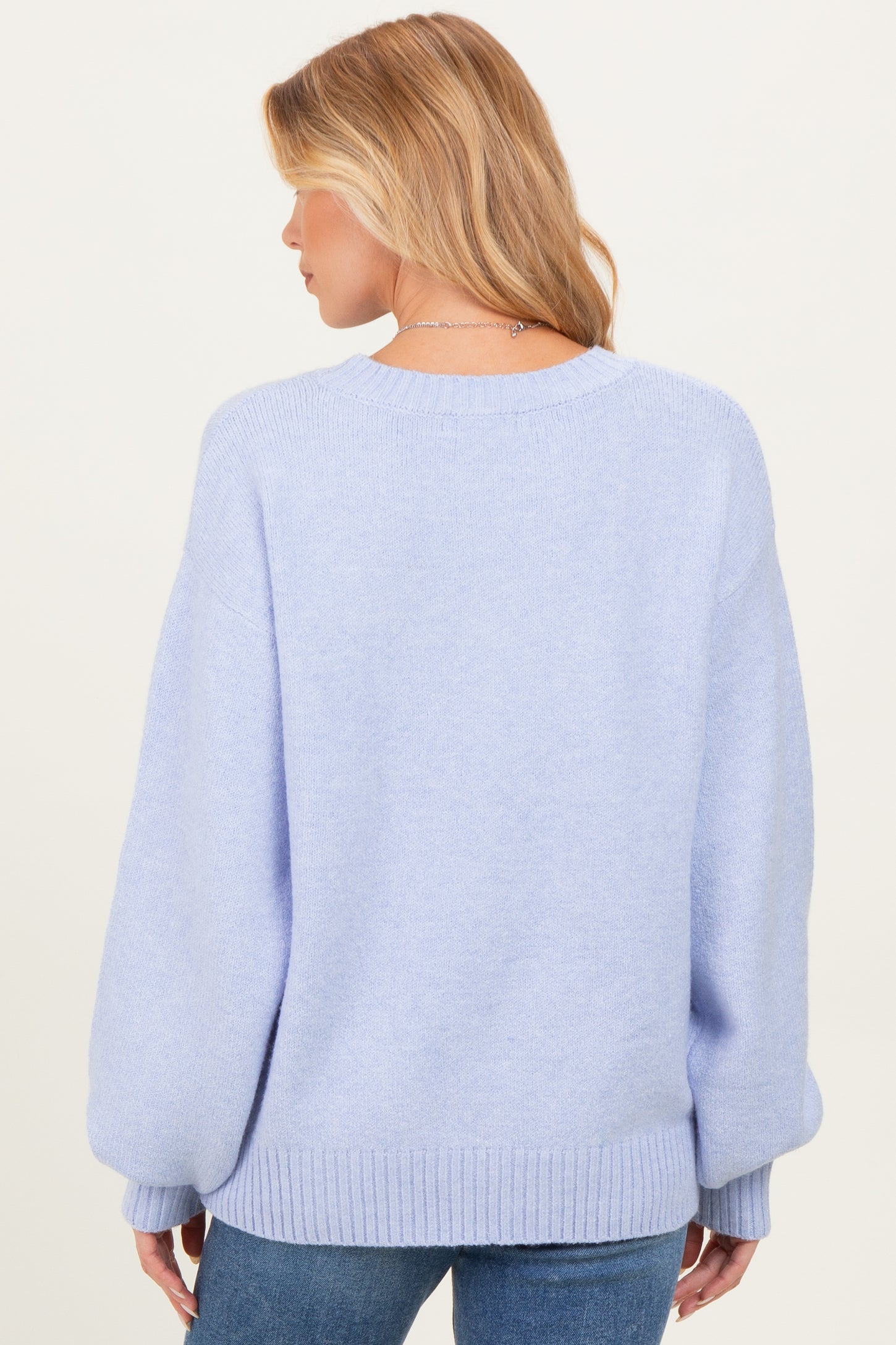 Light Blue Chunky Knit Oversized Maternity Sweater