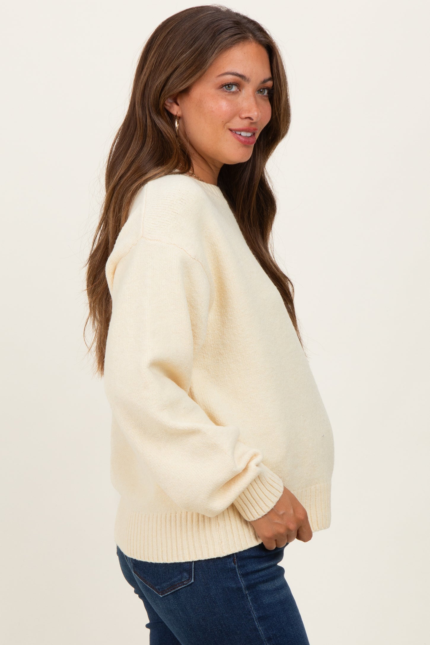 Yellow Chunky Knit Oversized Maternity Sweater