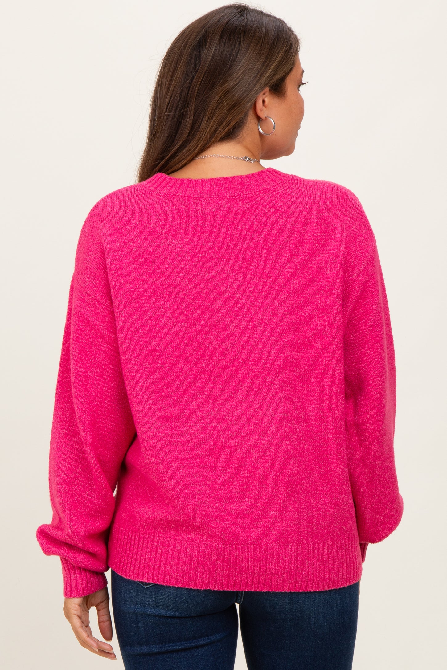 Fuchsia Chunky Knit Oversized Maternity Sweater