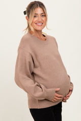Mocha Chunky Knit Oversized Maternity Sweater
