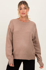 Mocha Chunky Knit Oversized Maternity Sweater