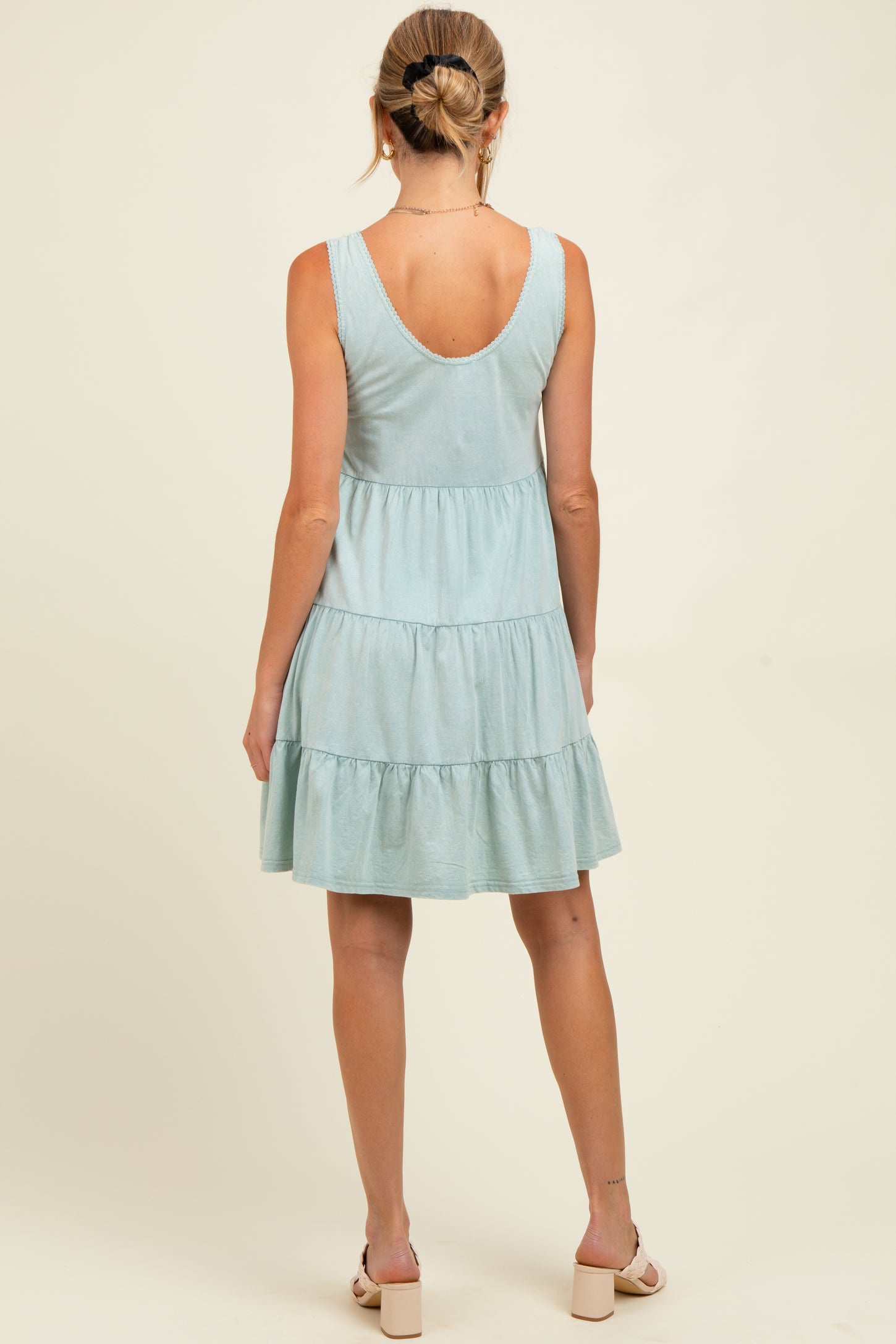 Mint Lace Trim Washed Cotton Maternity Tank Dress PinkBlush Mint Lace Trim Washed Cotton Maternity Tank Dress PinkBlush