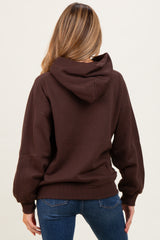 Brown Fleece Oversized Maternity Hoodie
