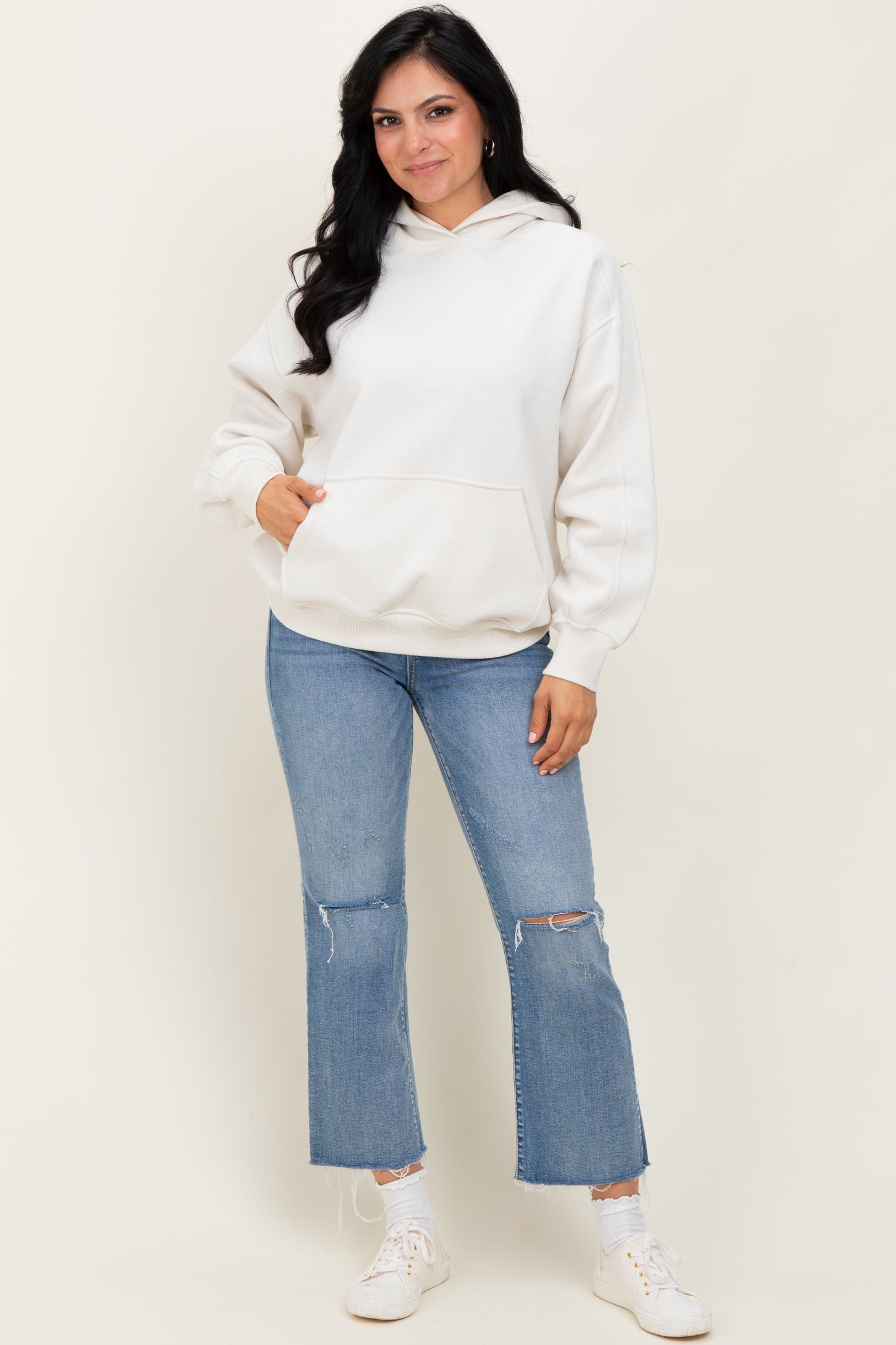 Ivory Fleece Oversized Hoodie