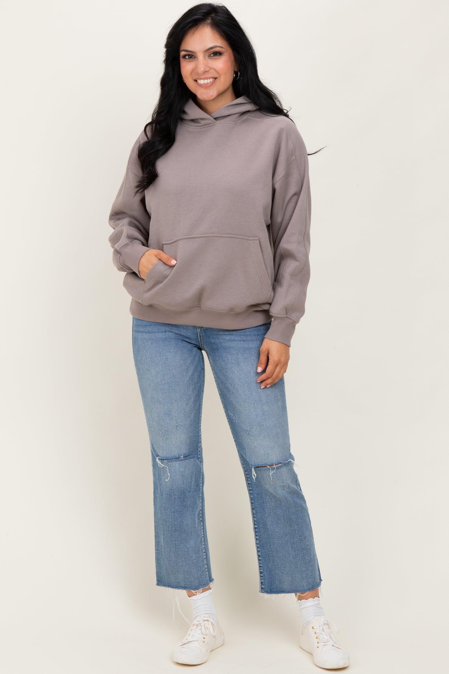 Taupe Fleece Oversized Hoodie