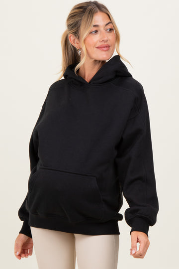 Black Fleece Oversized Maternity Hoodie