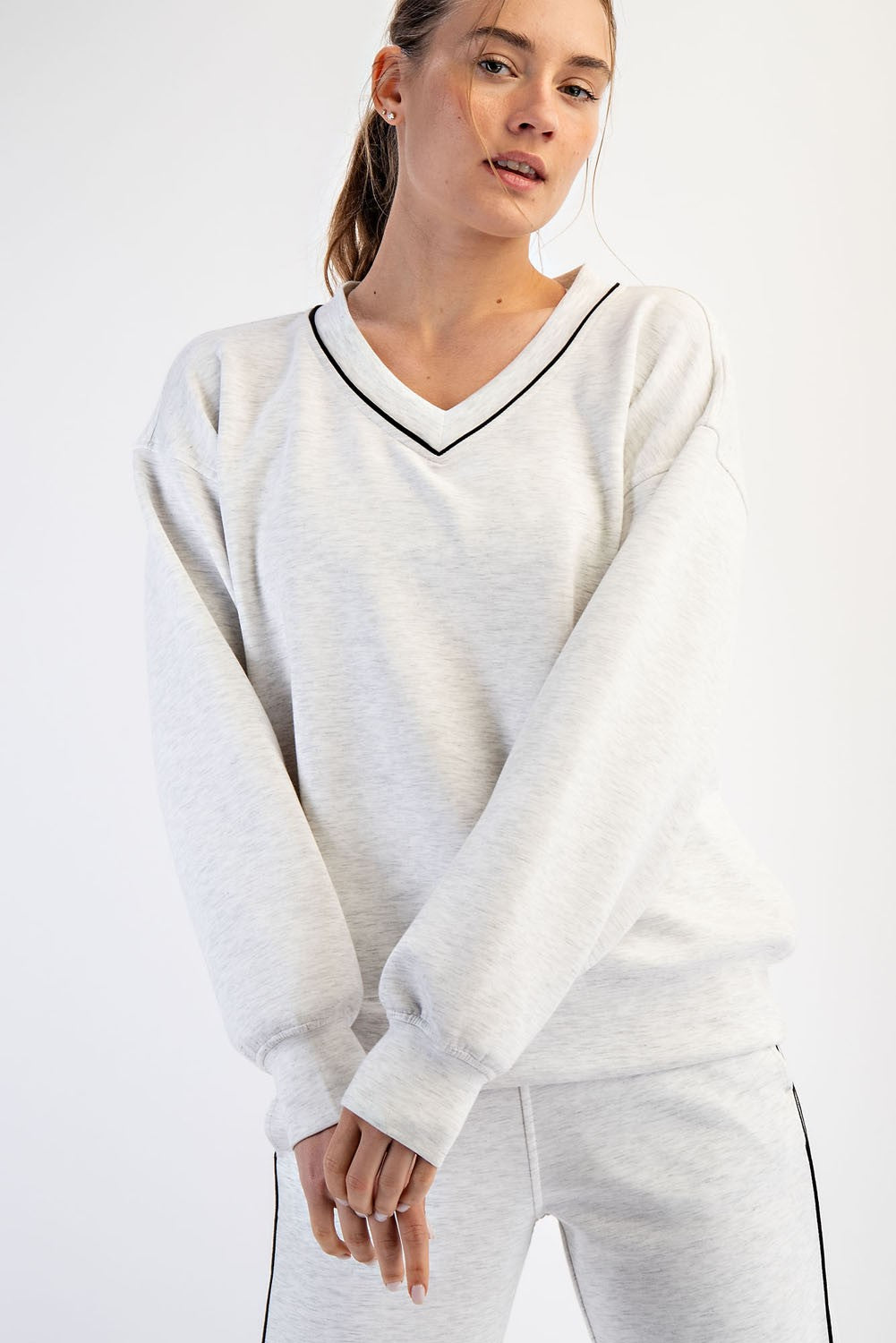 Heather Grey V-Neck Sweatshirt