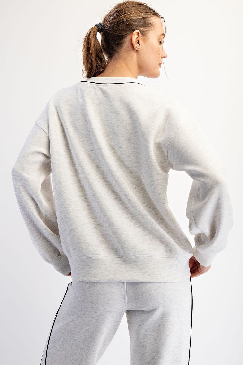 Heather Grey V-Neck Sweatshirt