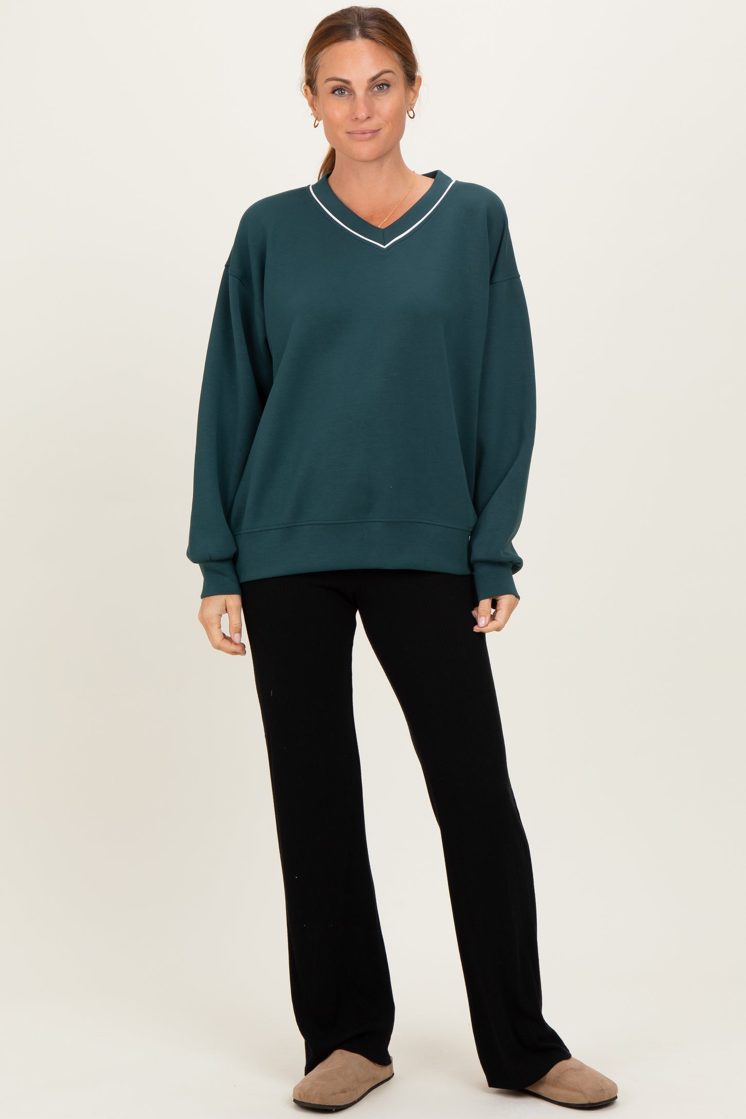 Forest Green V-Neck Sweatshirt