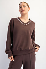 Brown V-Neck Sweatshirt