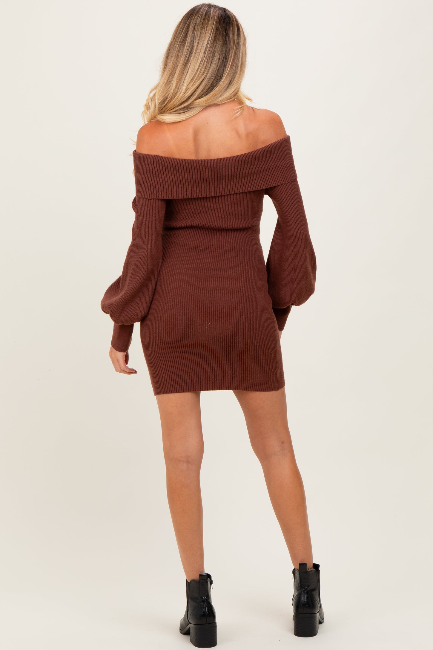 Brown Off The Shoulder Maternity Sweater Dress PinkBlush Brown Off The Shoulder Maternity Sweater Dress PinkBlush