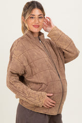 Mocha Quilted Oversized Maternity Jacket