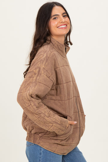 Mocha Quilted Oversized Jacket