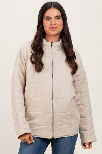 Cream Quilted Oversized Jacket