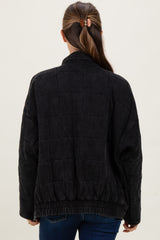 Black Quilted Oversized Maternity Jacket