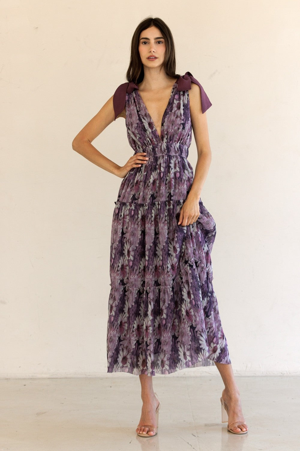 amari floral mesh dress purple ULLA JOHNSON Amari Floral Maxi Dress