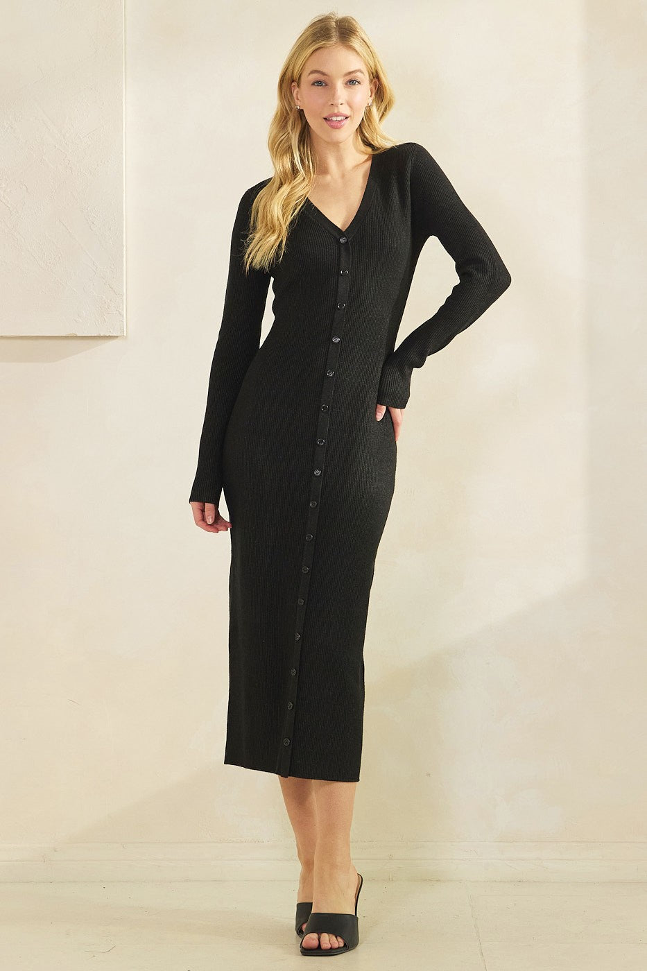 knit button down dress Black Ribbed Long Sleeve Maternity Midi swim dress Size:1Y making this piece one MODA NOVA Off Shoulder
