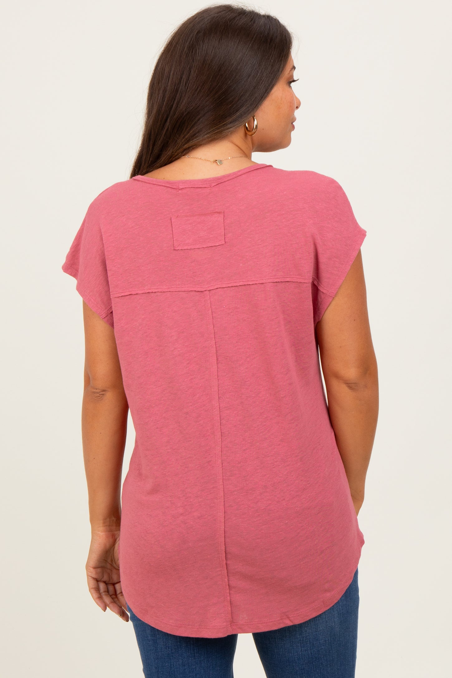 Coral V-Neck Maternity Top