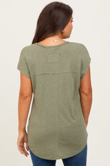 Green V-Neck Maternity Top