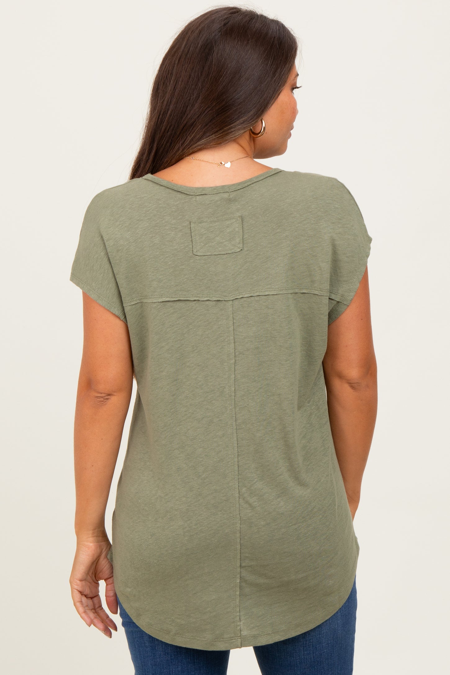 Green V-Neck Maternity Top