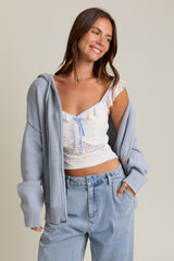 Light Blue Oversized Sweater Knit Hoodie