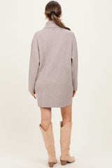 Taupe Turtleneck Chunky Knit Maternity Sweater Dress