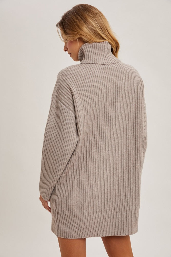 Taupe Turtleneck Chunky Knit Sweater Dress – PinkBlush
