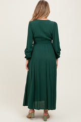 Forest Green Lace Detail Button Down Maternity Maxi Dress