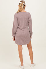 Taupe Rib Knit Long Sleeve Maternity Dress