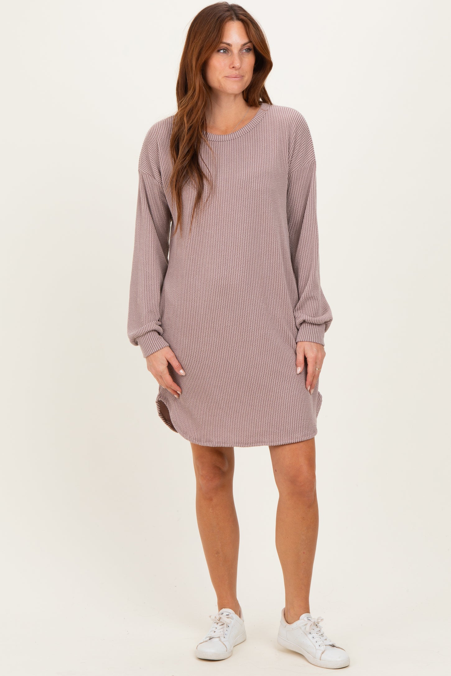 taupe long sleeve dress Taupe Ribbed Long Sleeve Square Neck Maxi Dress