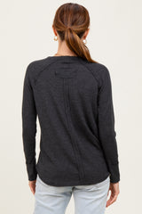Charcoal Baby Waffle Knit Long Sleeve Top