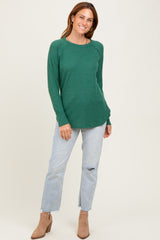Green Baby Waffle Knit Long Sleeve Top