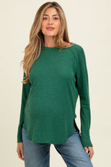 Green Baby Waffle Knit Long Sleeve Maternity Top