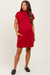 Rust Mock Neck Maternity Mini Dress