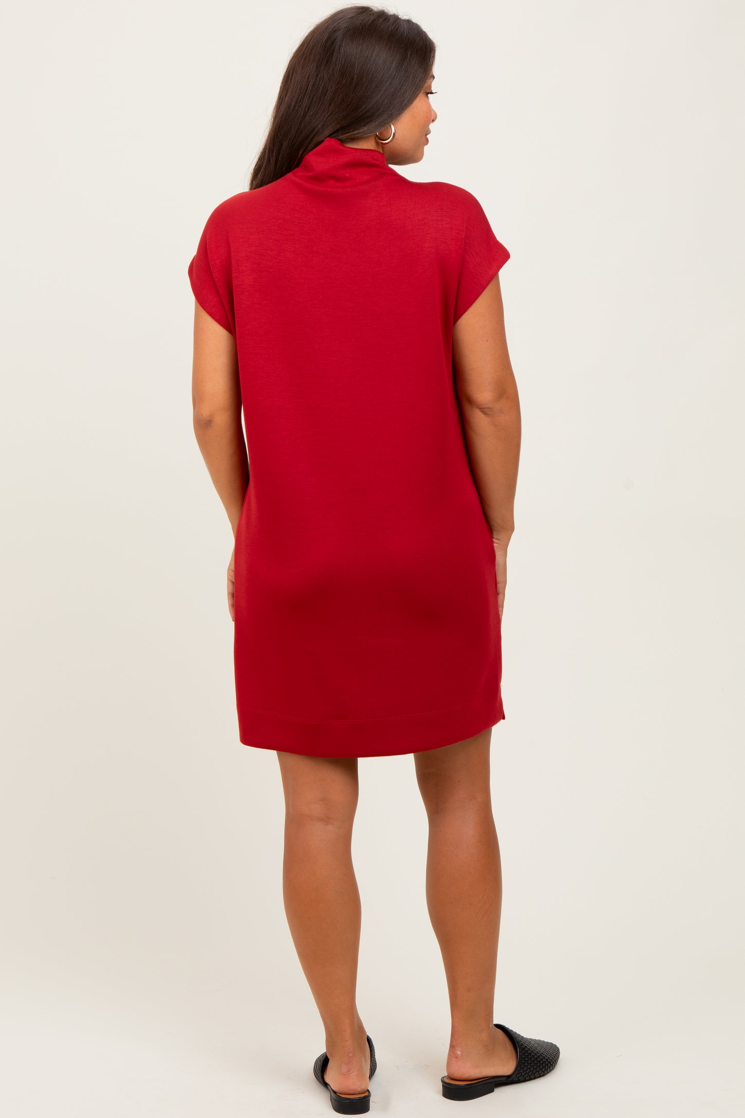 Rust Mock Neck Maternity Mini Dress