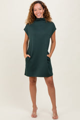 Forest Green Mock Neck Maternity Mini Dress