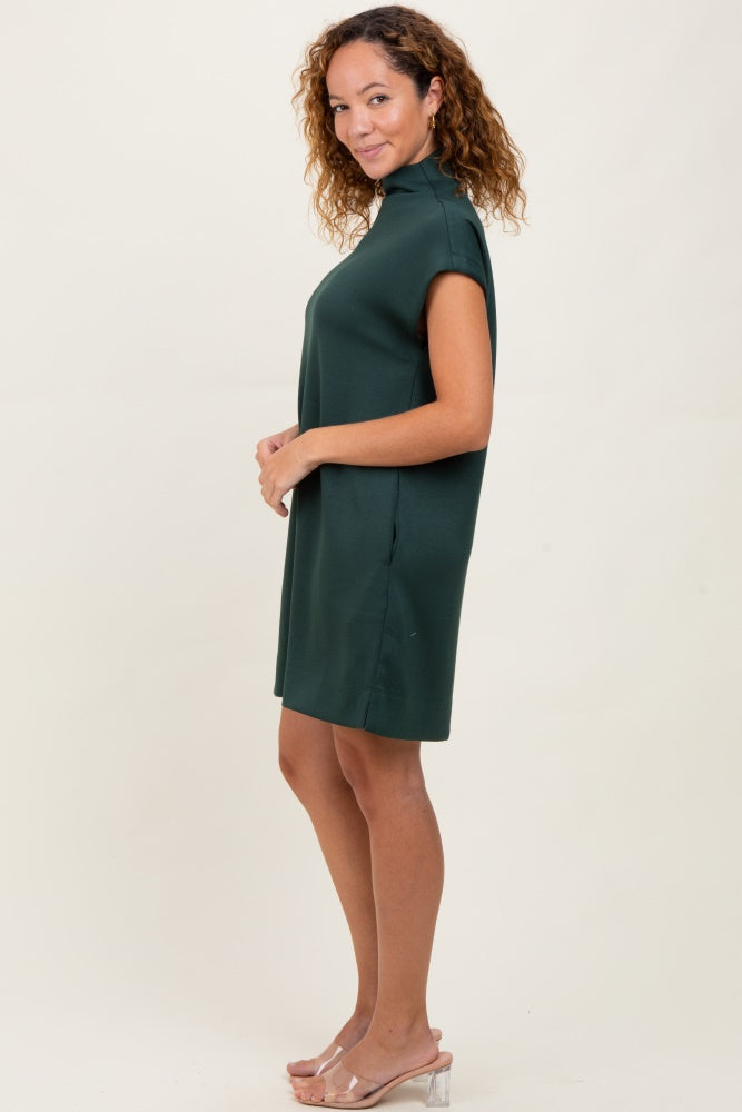 Forest Green Mock Neck Mini Dress