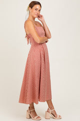 Red Plaid Double Strap Sleeveless Midi Dress