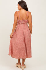 Red Plaid Double Strap Sleeveless Maternity Midi Dress