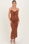 Brown Lace Cutout Tie Front Maternity Maxi Dress