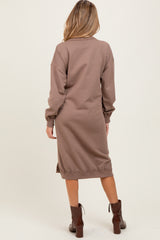 Mocha Maternity Sweatshirt Midi Dress