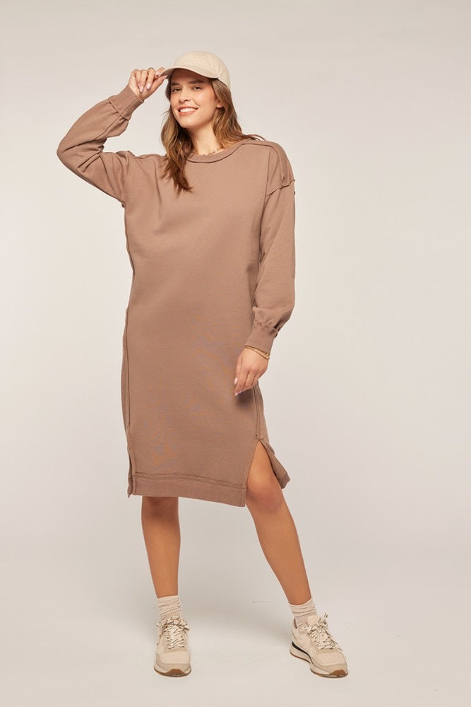Mocha Sweatshirt Midi Dress PinkBlush Mocha Sweatshirt Midi Dress PinkBlush
