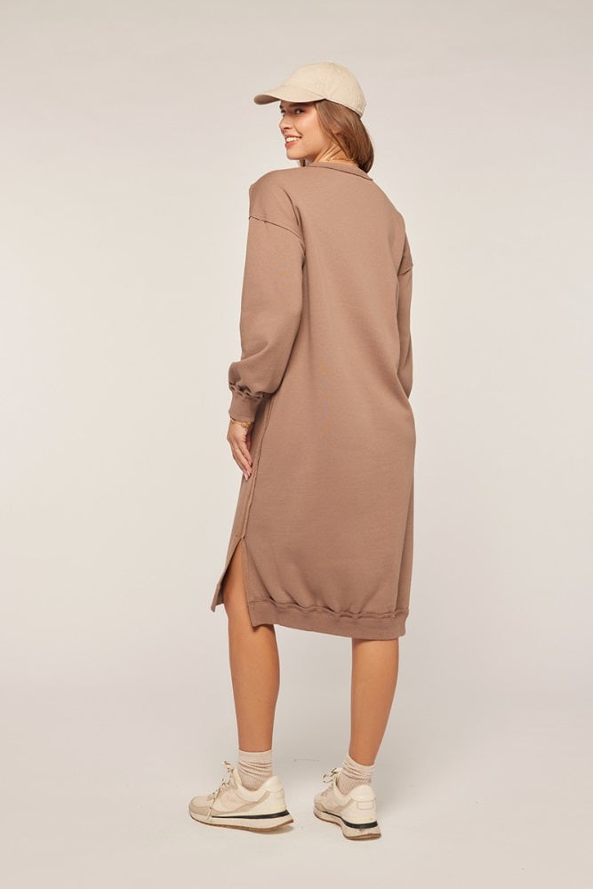 Mocha Sweatshirt Midi Dress PinkBlush Mocha Sweatshirt Midi Dress PinkBlush