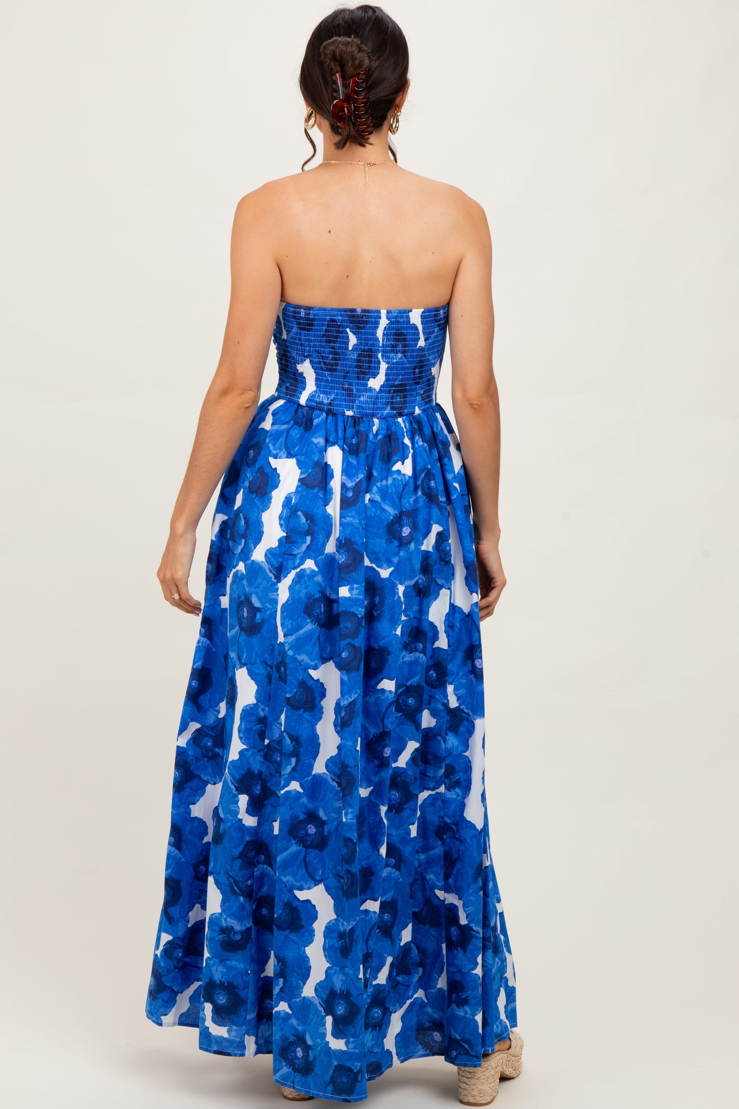 Royal Blue Floral Strapless Maxi Dress PinkBlush Royal Blue Floral Strapless Maxi Dress PinkBlush