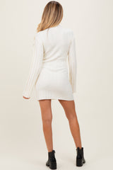 Cream Wide Rib Mock Neck Maternity Sweater Mini Dress
