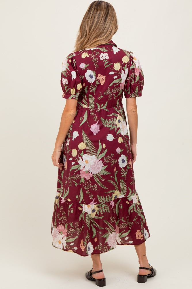 burgundy floral midi dress Burgundy Floral Print Cowl Neck Midi Dress | Womens | X-Small (Available in M, L) | 100% Polyester | Lulus