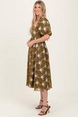 Dark Olive Textured Midi Dress