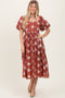 Rust Textured Midi Dress