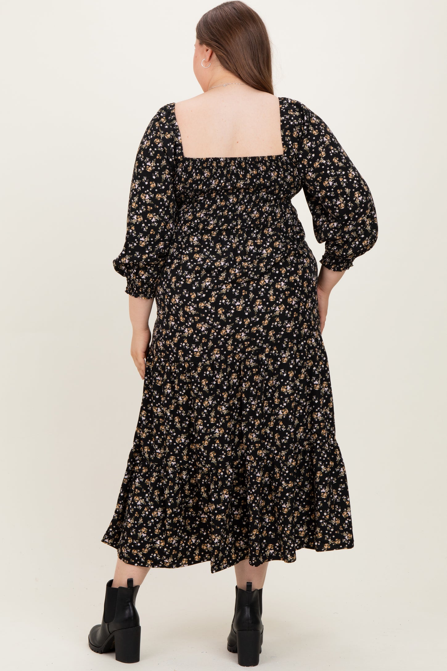 black floral maxi dress plus size RESTOCKED! Confidence in Sunshine Plus-Size Long Sleeve Black Floral Maxi Dress Medium